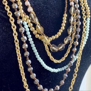 Park Lane Gold Tone Beaded Multi Layered Necklace